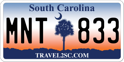 SC license plate MNT833