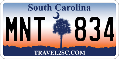 SC license plate MNT834