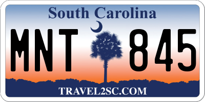 SC license plate MNT845