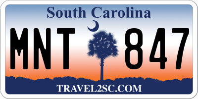 SC license plate MNT847