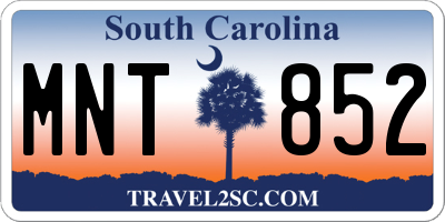 SC license plate MNT852