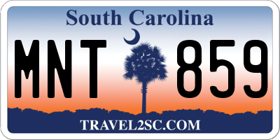 SC license plate MNT859