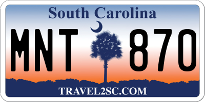 SC license plate MNT870