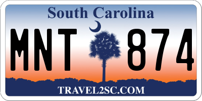 SC license plate MNT874