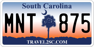 SC license plate MNT875