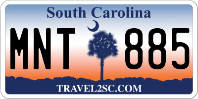 SC license plate MNT885