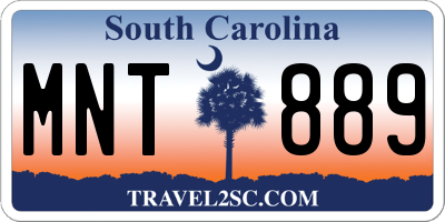SC license plate MNT889