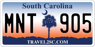 SC license plate MNT905