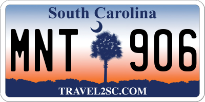 SC license plate MNT906