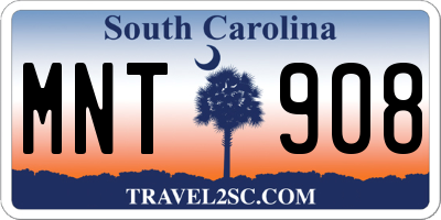 SC license plate MNT908