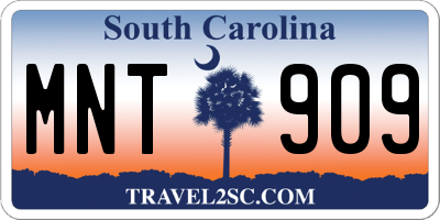 SC license plate MNT909