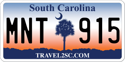 SC license plate MNT915