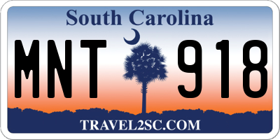 SC license plate MNT918