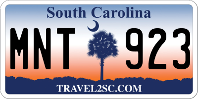 SC license plate MNT923