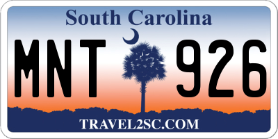 SC license plate MNT926