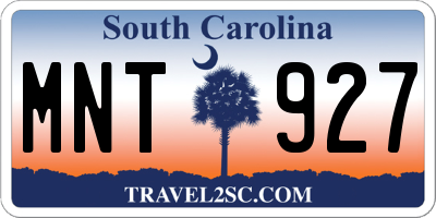 SC license plate MNT927