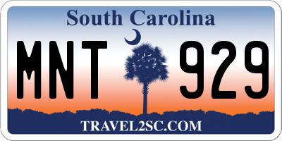 SC license plate MNT929