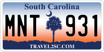 SC license plate MNT931