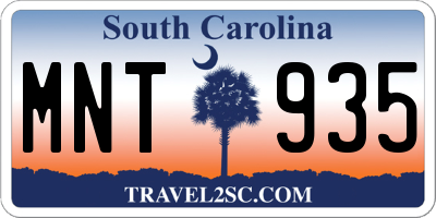 SC license plate MNT935