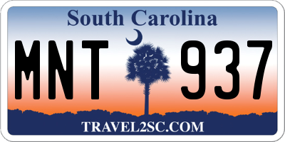 SC license plate MNT937