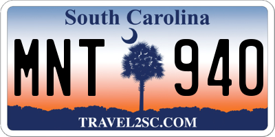 SC license plate MNT940