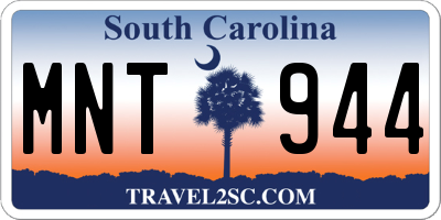 SC license plate MNT944