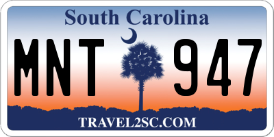 SC license plate MNT947