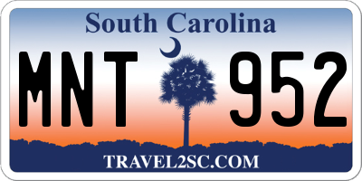 SC license plate MNT952
