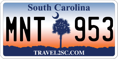 SC license plate MNT953