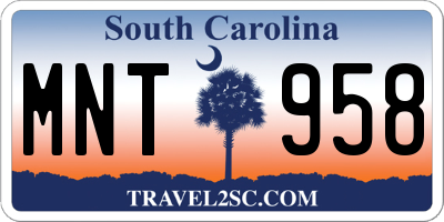 SC license plate MNT958