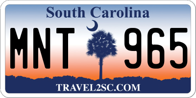 SC license plate MNT965