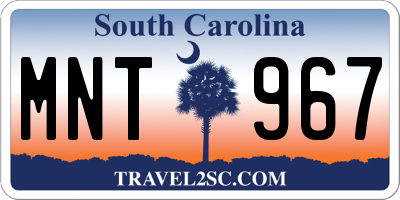 SC license plate MNT967