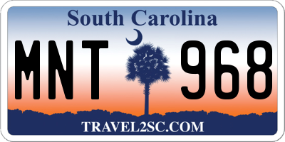 SC license plate MNT968