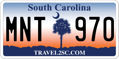 SC license plate MNT970