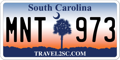 SC license plate MNT973