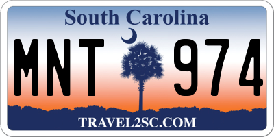 SC license plate MNT974