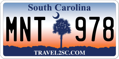 SC license plate MNT978