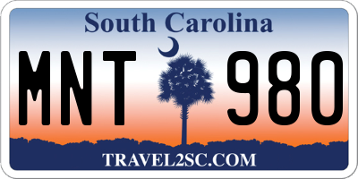 SC license plate MNT980