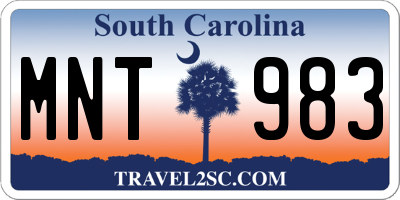 SC license plate MNT983