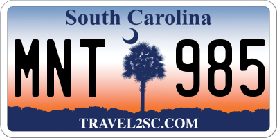 SC license plate MNT985