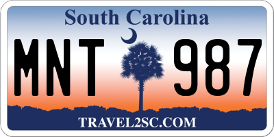 SC license plate MNT987