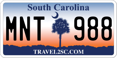SC license plate MNT988