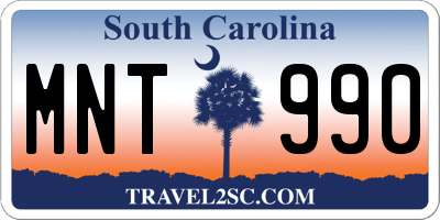 SC license plate MNT990