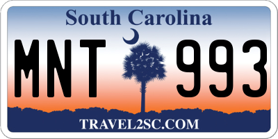 SC license plate MNT993