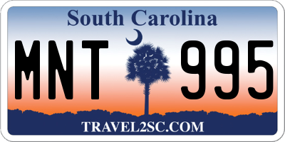 SC license plate MNT995