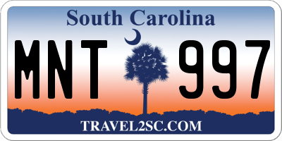 SC license plate MNT997