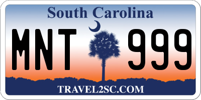 SC license plate MNT999