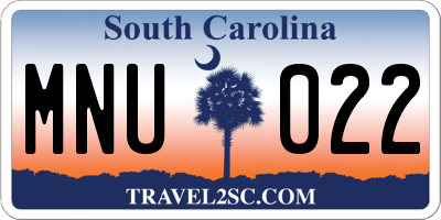 SC license plate MNU022