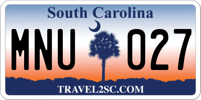 SC license plate MNU027