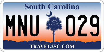 SC license plate MNU029